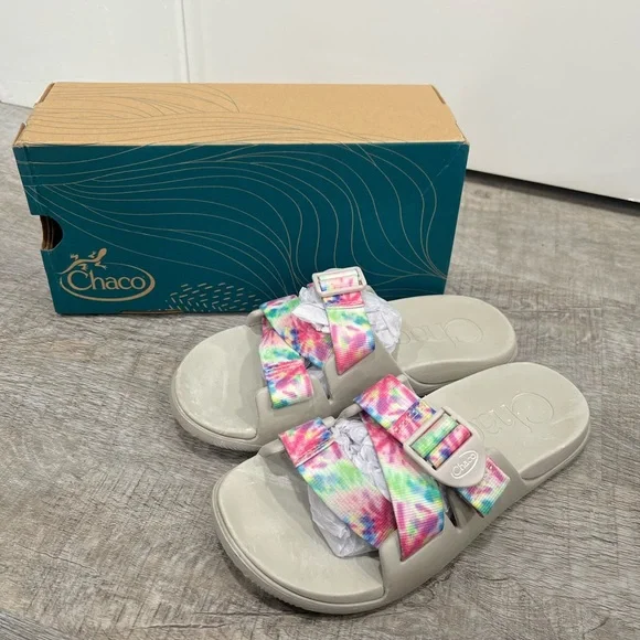 Chaco Light Tie Dye Chillos Slip On Slides Size 6 US $50 - Picture 2 of 7